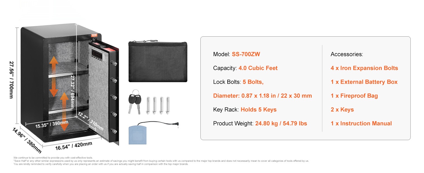 Turvakaapin sisäjärjestely