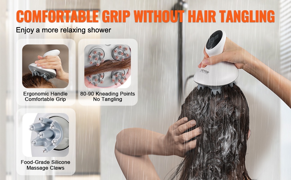 Ergonominen kahva ja pehmeät hierontakynnet