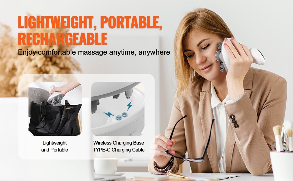 Magneettiladattava ja langaton päänhierontalaite