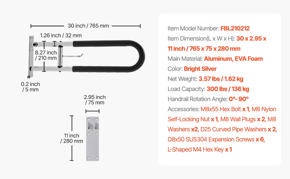 Wc-turvakaiteen mitta ja rakenne