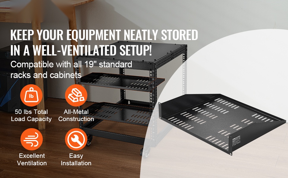 1U palvelinrähylly 19 tuuman räkkikaappiin