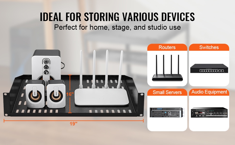 Verkkolaitteille sopiva räkkihylly