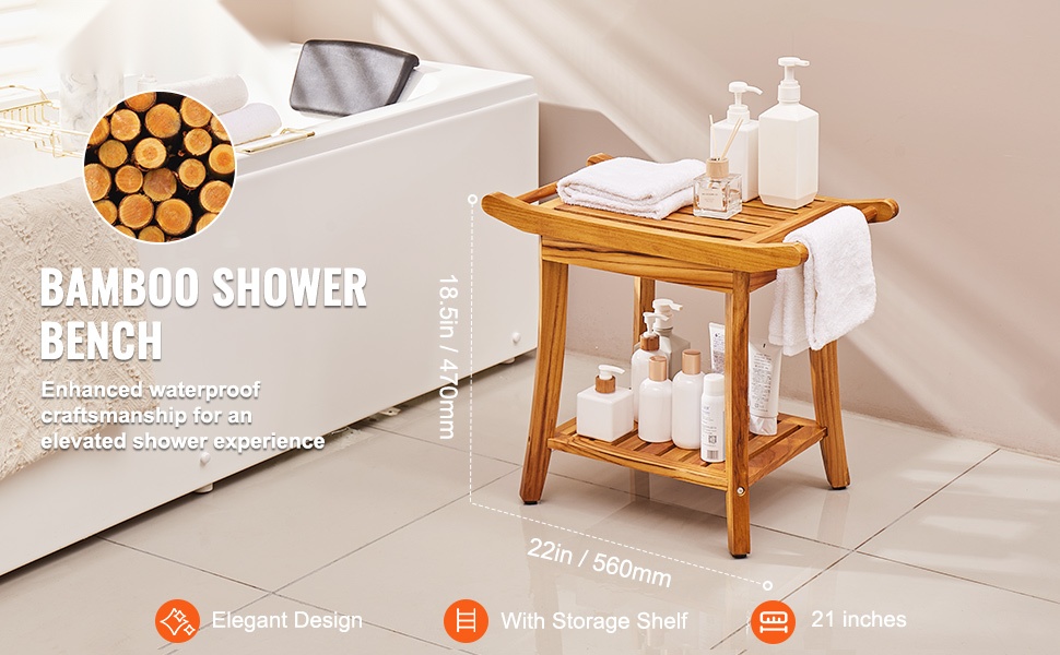 Bambusta valmistettu suihkupenkki