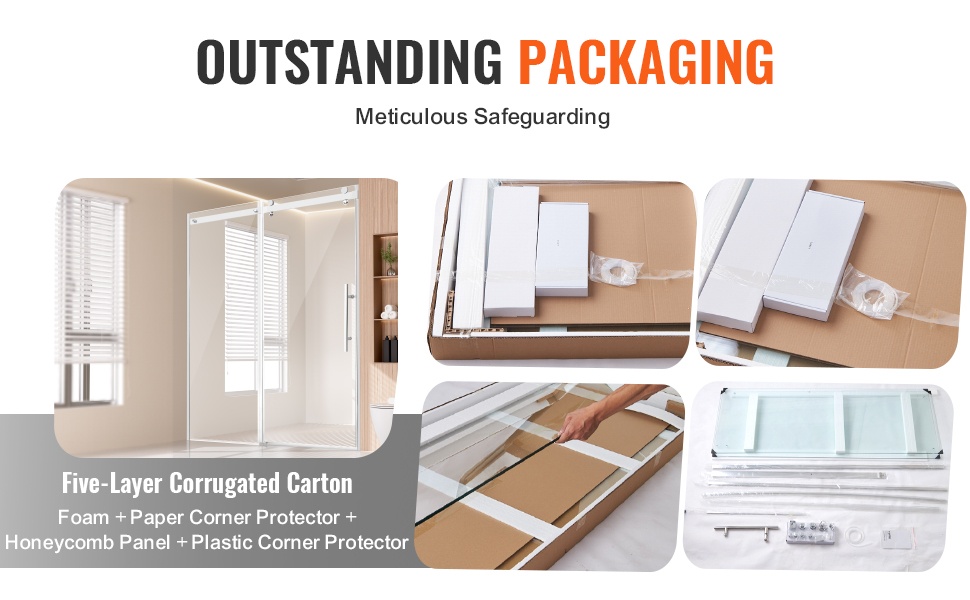 Monikerroksinen pakkaus ja kuljetussuoja suihkuovelle