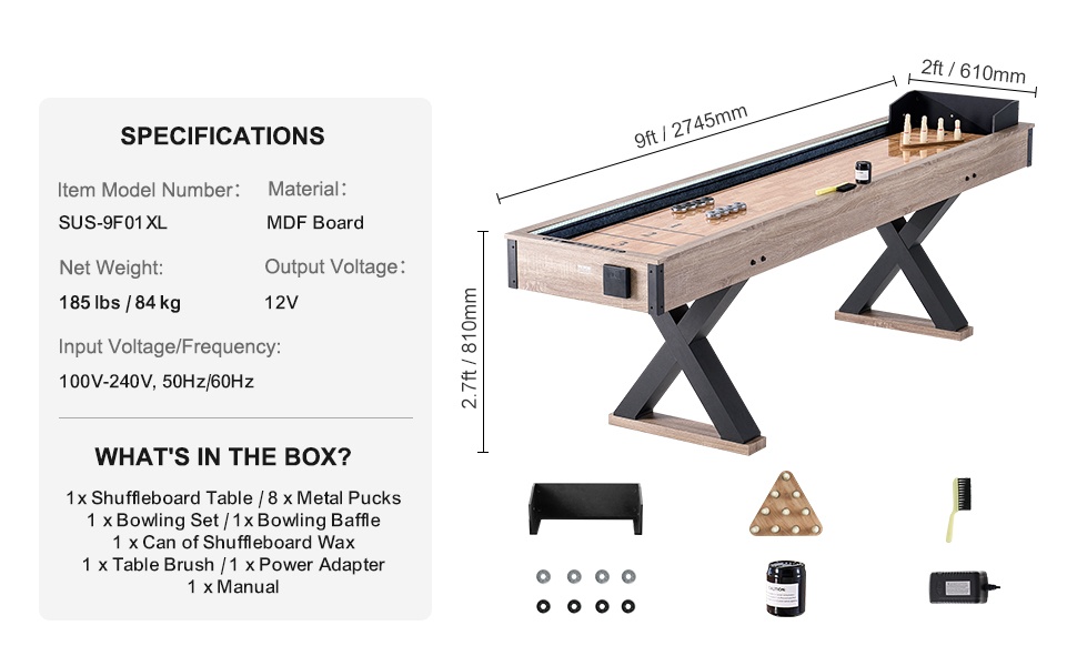 Pitkä shuffleboard-pöytä käytössä