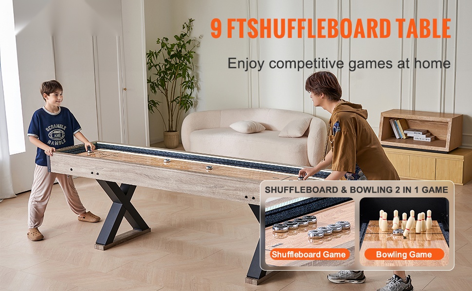 2-in-1 shuffleboard- ja keilapöytä