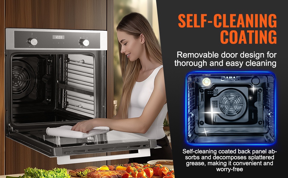 Itsepuhdistuva pinnoite uunin takapaneelissa