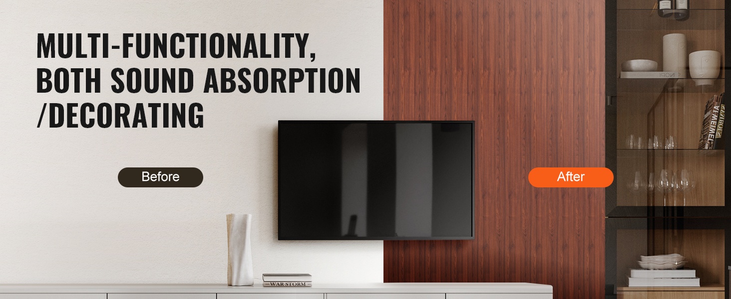 Akustiikkapaneelit olohuoneen seinällä