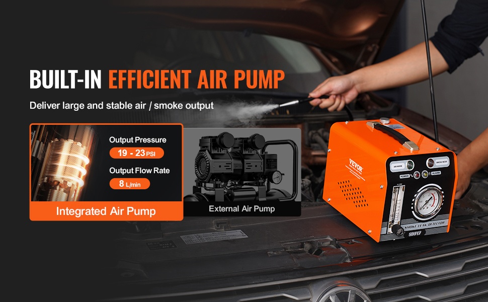 Sisäänrakennettu ilmapumppu savukoneessa