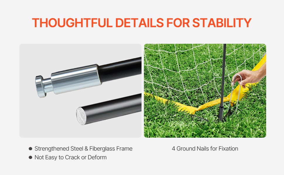 Helposti koottava jalkapallomaali napsautuslukituksella