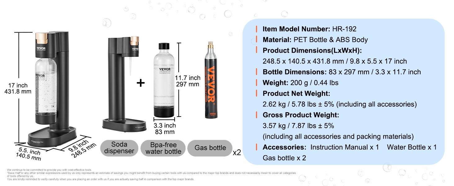 Soodavesilaite ja lisukkeita