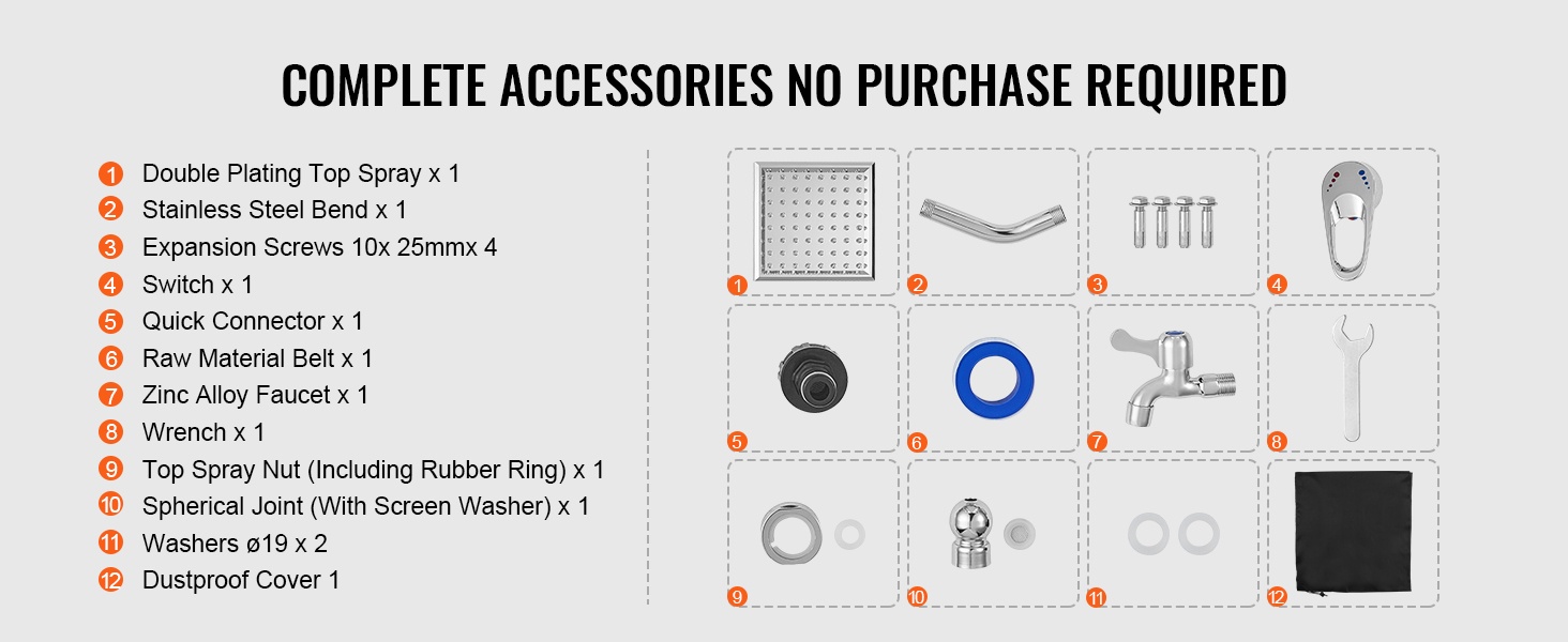 Ulkosuihkun tarvikkeet ja asennusosat