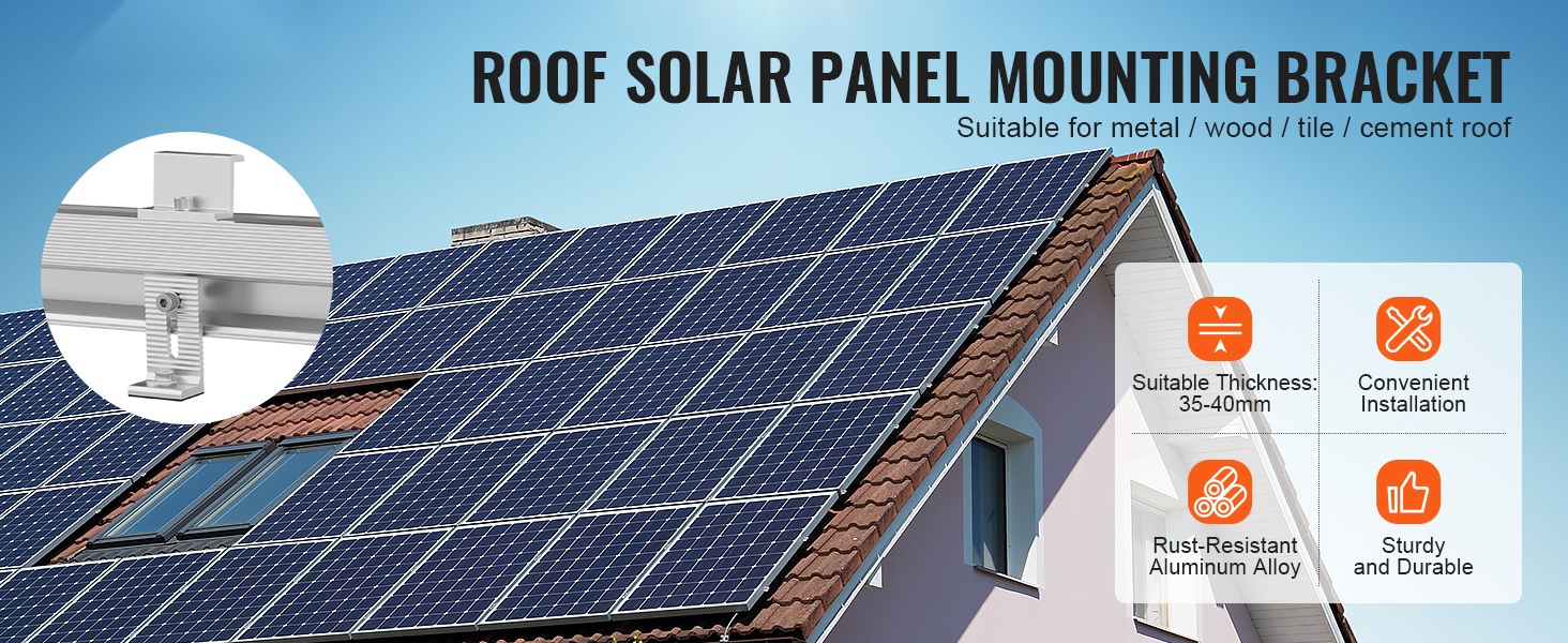 Aurinkopaneelin kiinnikesarja kiskoilla ja kiinnikkeillä