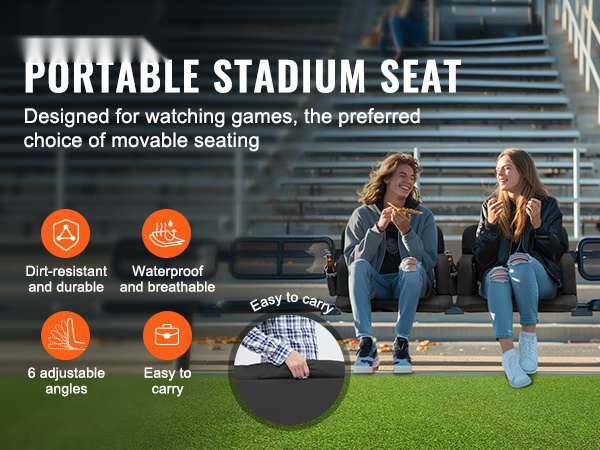 Kannettava stadionistuin taitettuna