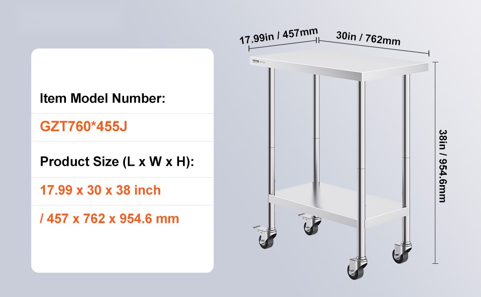 Ruostumaton terästyöpöytä, kokonaiskuva