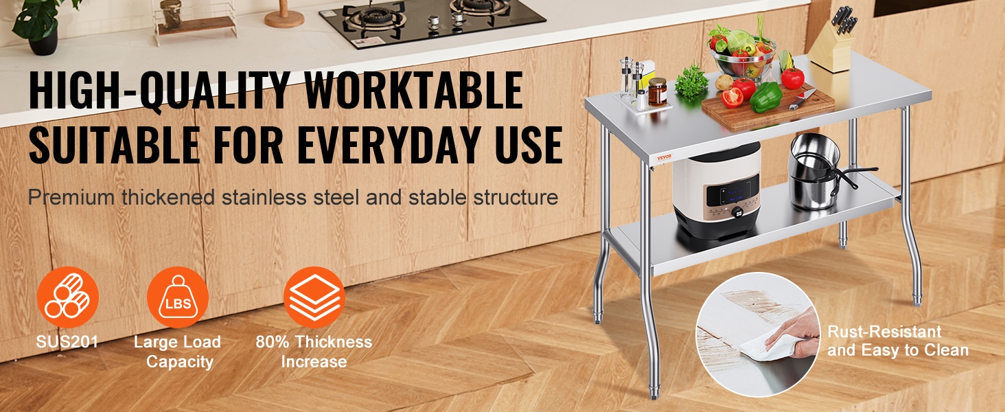 Ruostumaton teräspöytä, näkymä 1