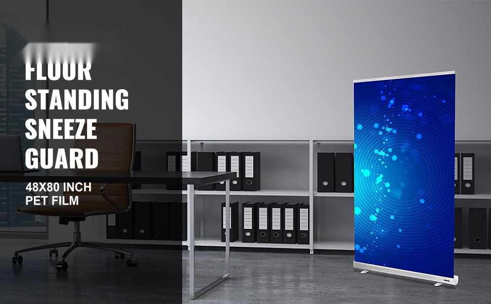 Lattialla seisova läpinäkyvä suojaseinä