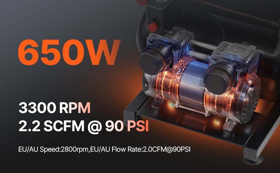 Vaakamallinen ilmakompressori 1HP, yleisnäkymä