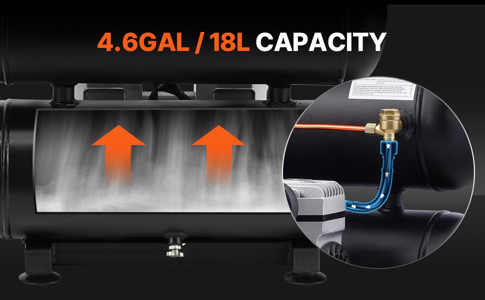 8 gallonan terässäiliö, ilmakompressori