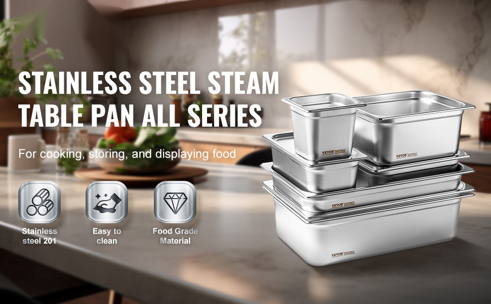 Ruostumattomasta teräksestä valmistetut höyrypöytäastiat, 6 kpl:n pakkaus