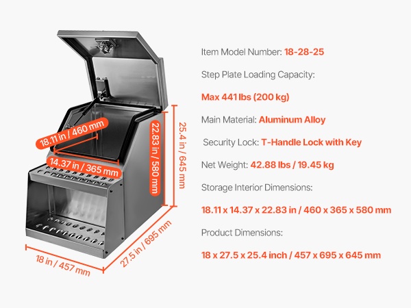 Asennettu askelmatyökalulaatikko eri kulmasta