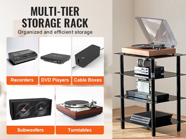 Eri väreillä valaistu AV-teline