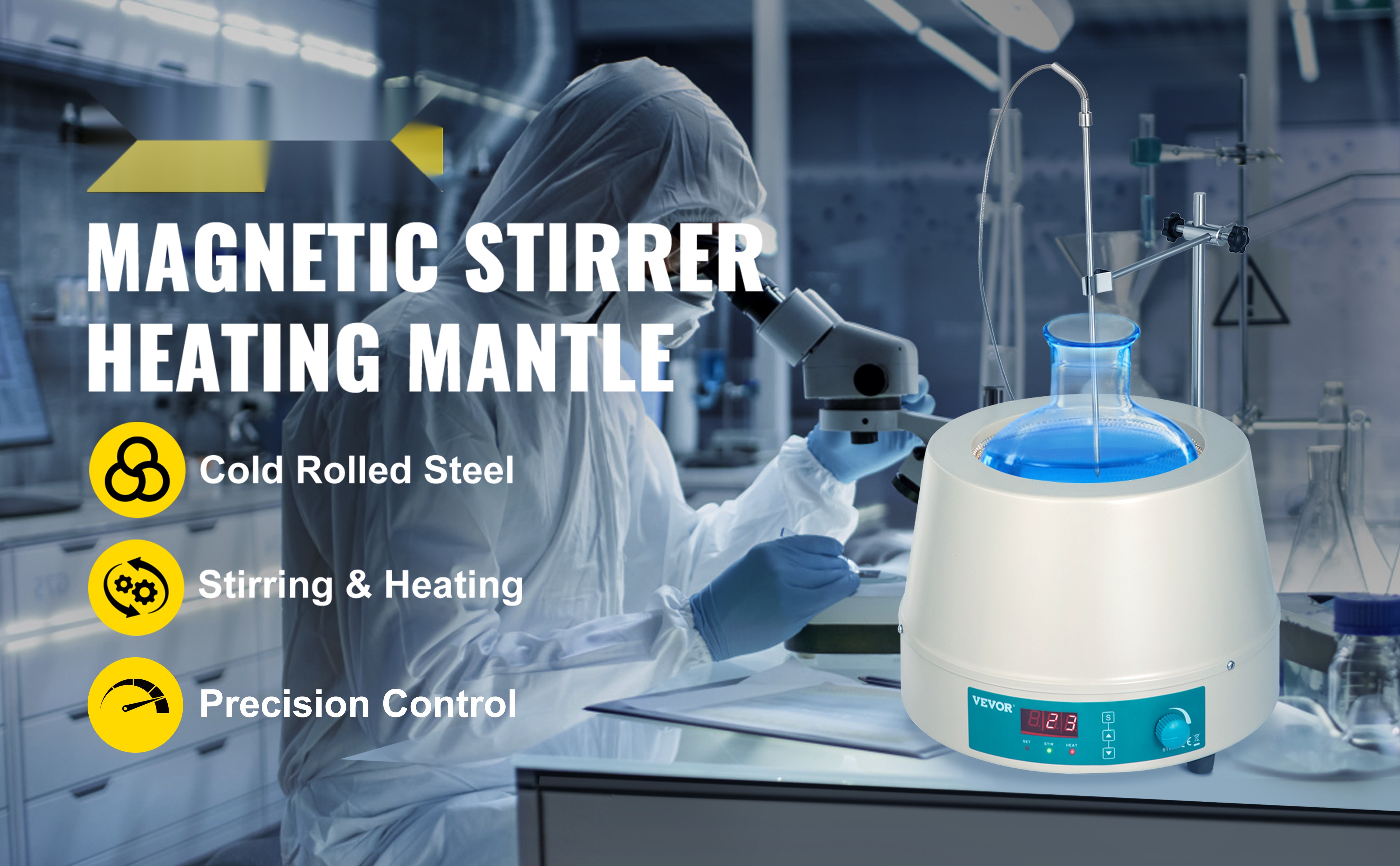 Magneettisekoittimella varustettu lämmitysmantteli 500ml