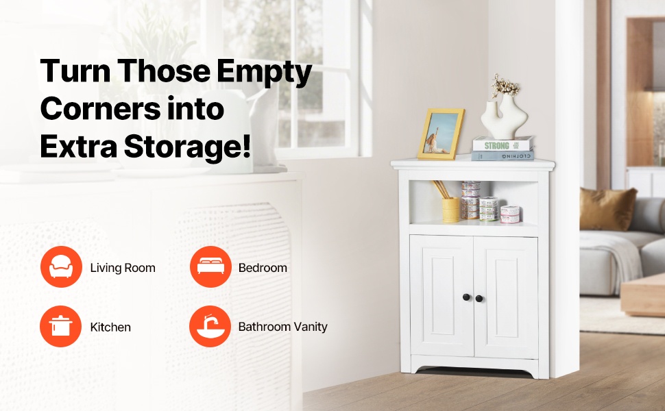 Kulmakaappi huoneen nurkassa