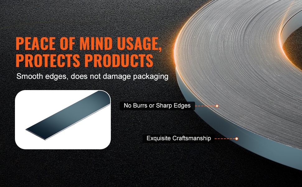 Sileät ja käsitellyt reunat teräsvannenauhassa