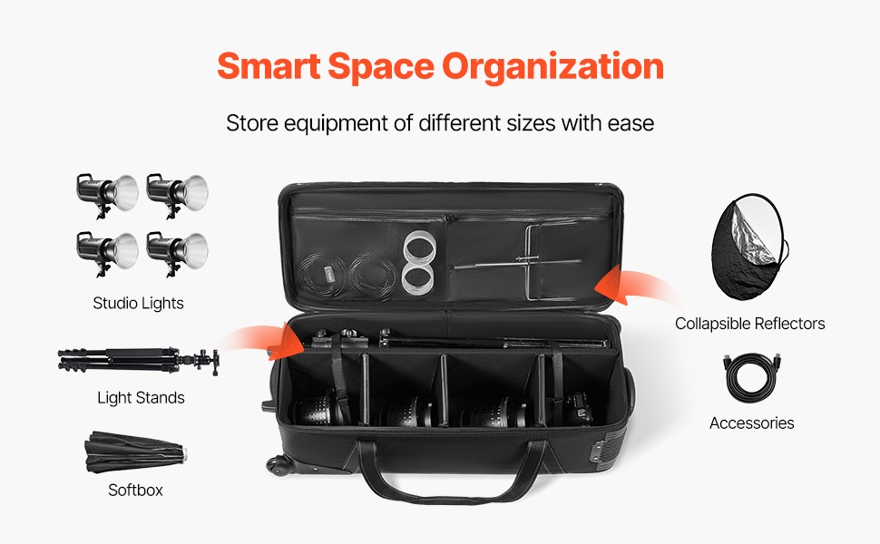 Trolley-laukku studio- ja kamerakalustolle