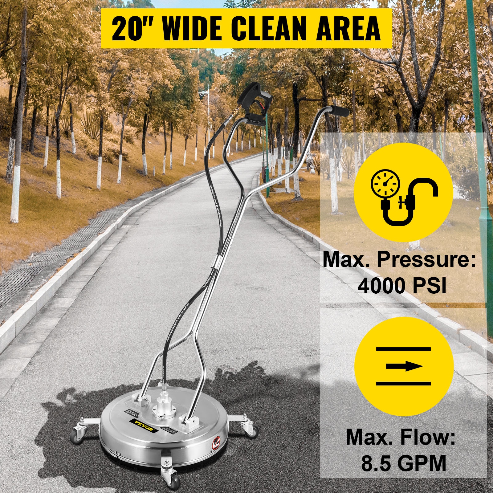 20 tuuman puhdistusleveys