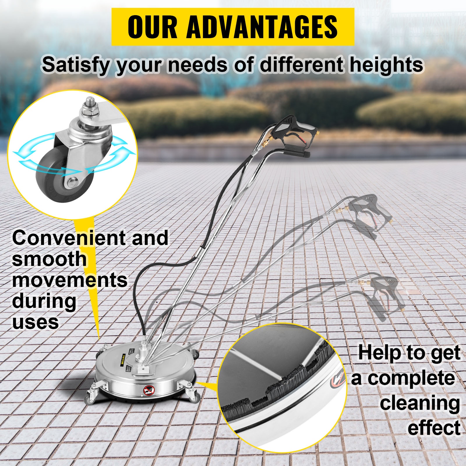 Säädettävä kahva ja pyörät