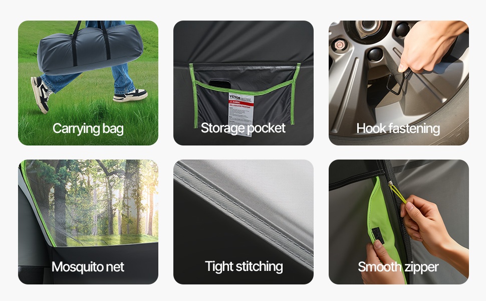 SUV-teltan verkkoikkunat ja ilmanvaihto