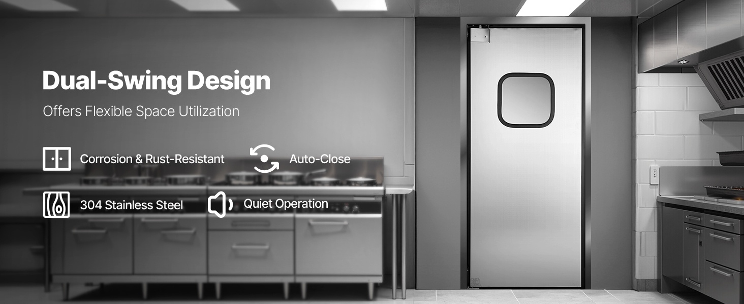 Ruostumattomasta teräksestä valmistettu kääntöovi