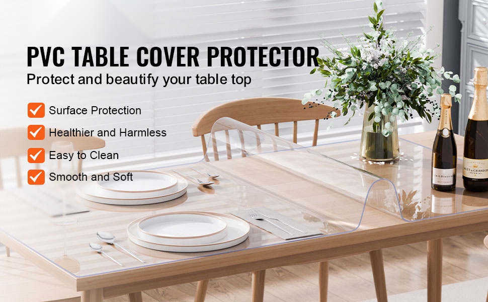 Läpinäkyvä PVC-pöytäsuoja