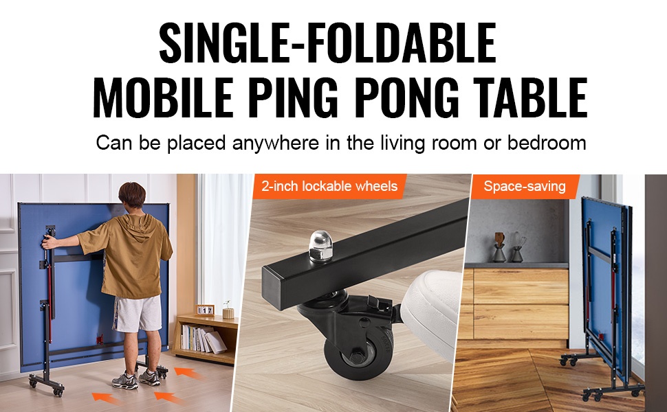 Pingispöydän siirtäminen lukittavien pyörien avulla