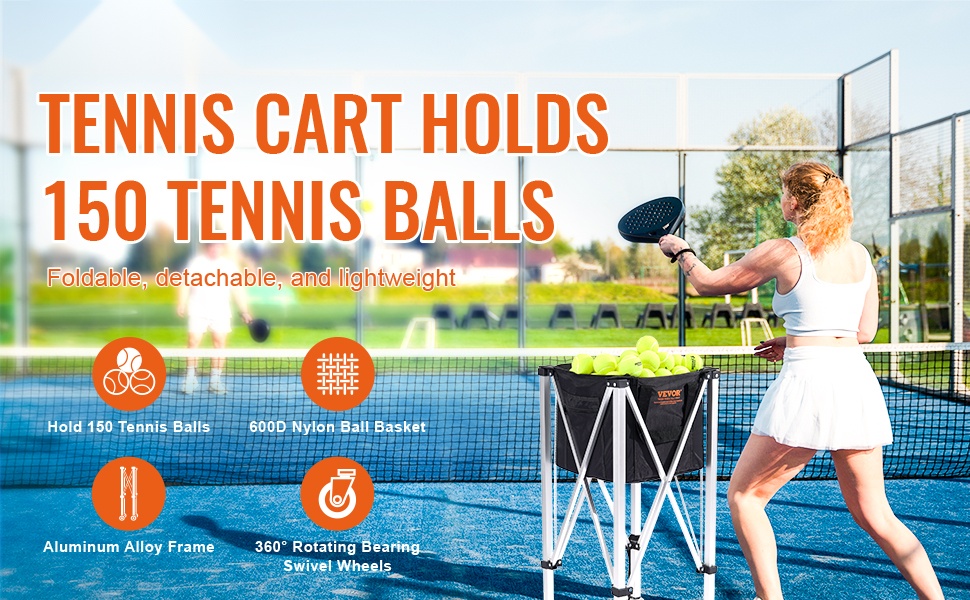 Taitettava tennispallovaunu kentällä