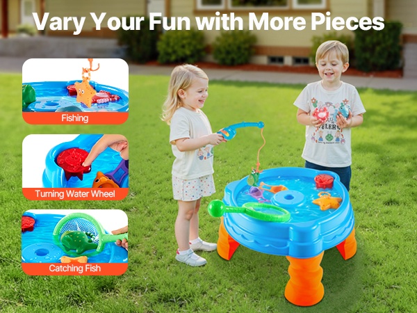 Leikkikohtaus vesipyörineen ja veneineen