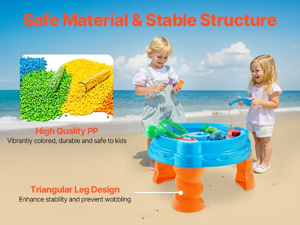 Pohjalevy ja kantavuus vesi- ja hiekkapöydässä