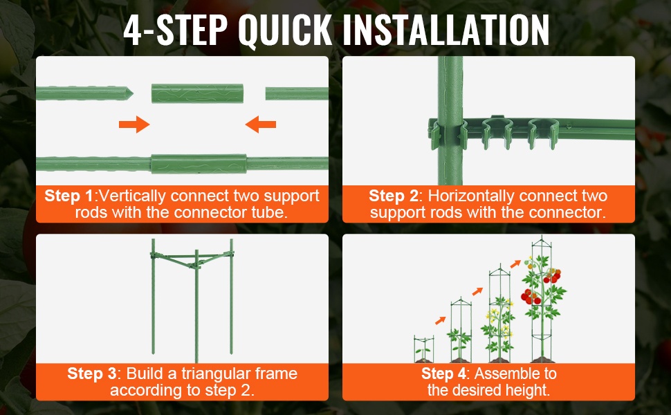Helposti koottava tomaattikehikko nippusiteillä