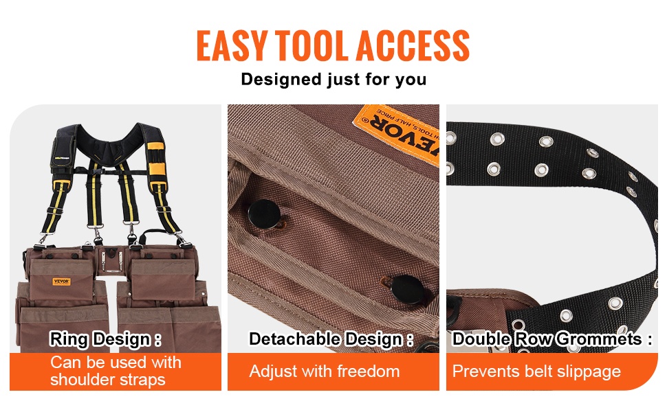 Irrotettavat taskut työkaluvyössä