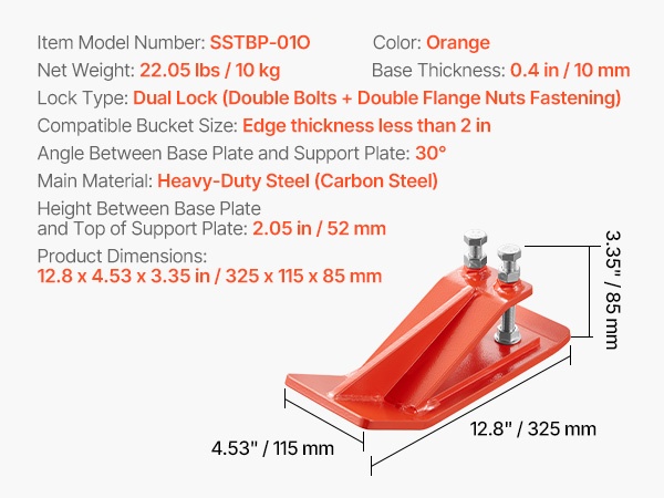 Traktorin kauhan reunasuojien mitat ja muotoilu