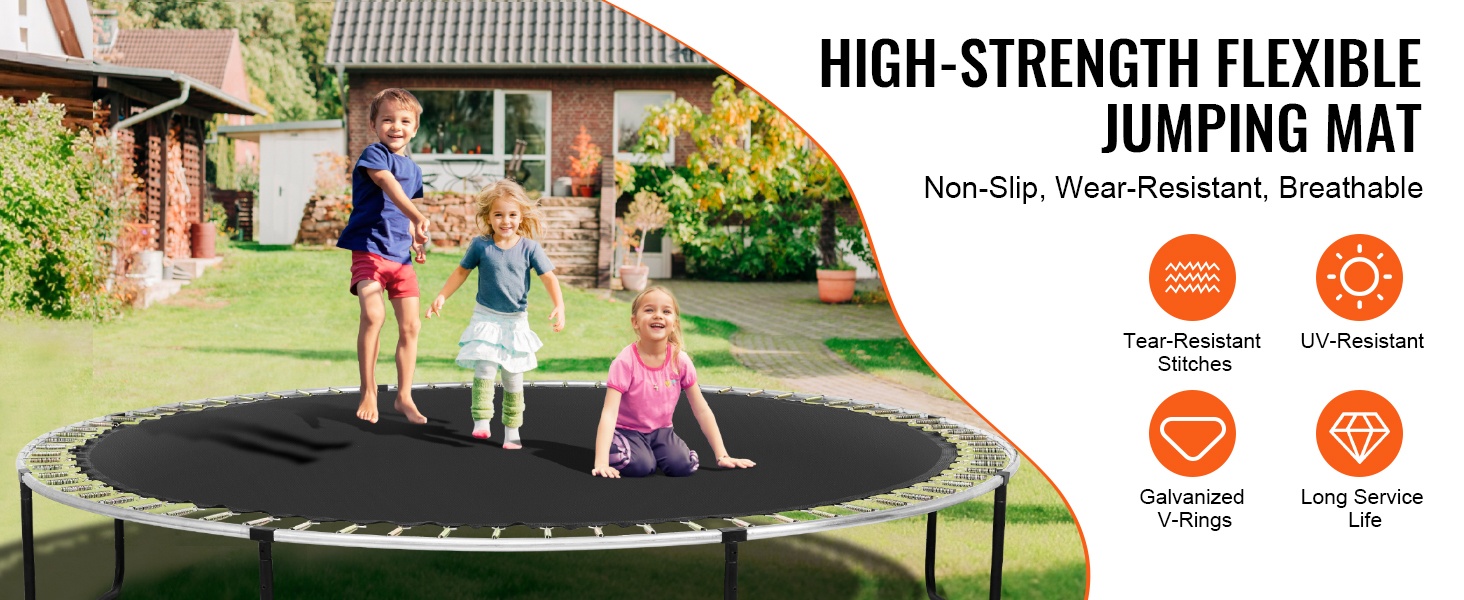 PP-hyppymatto ja galvanoidut V-renkaat