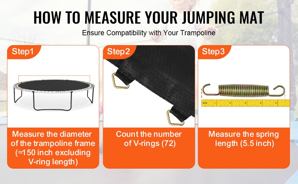 Trampoliinin maton mittaaminen
