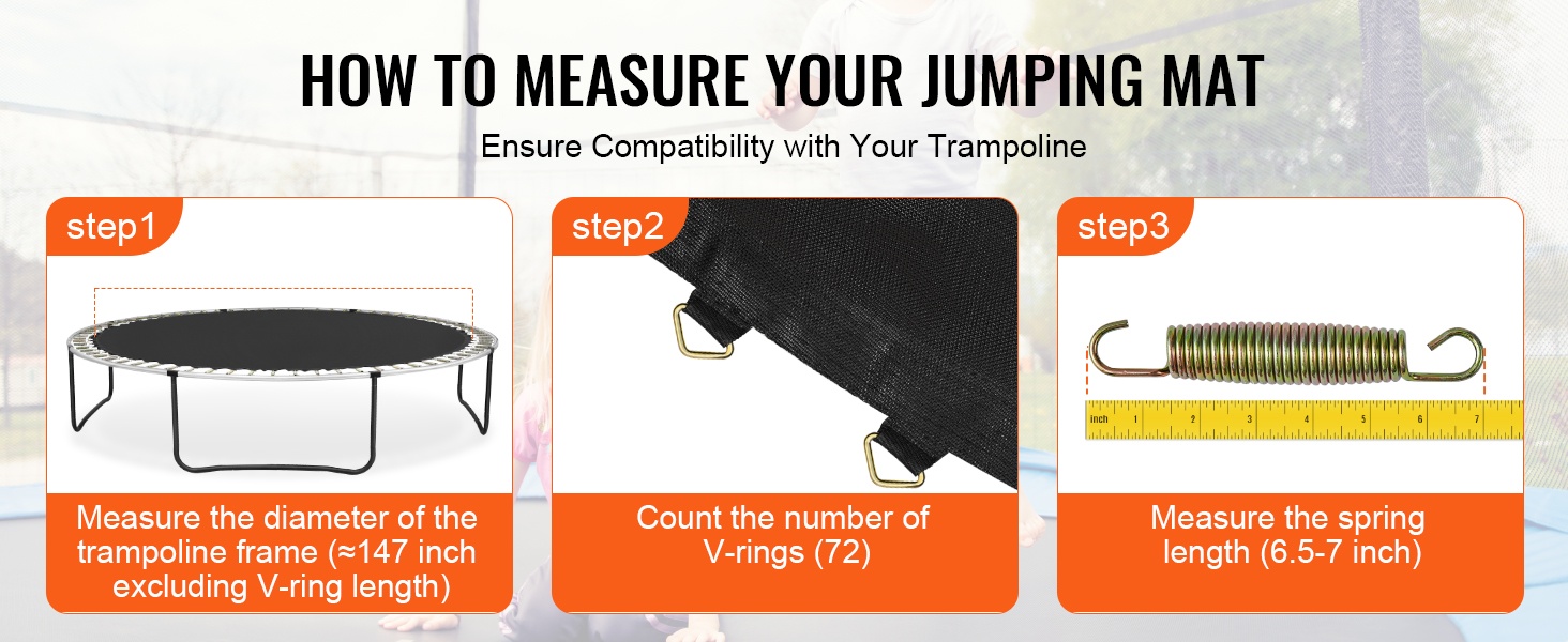 Ohjeet oikean koon mittaamiseen trampoliinille