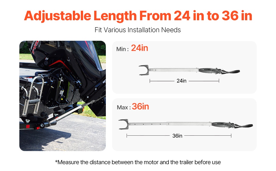 Säädettävä pituus perämoottorin tuessa