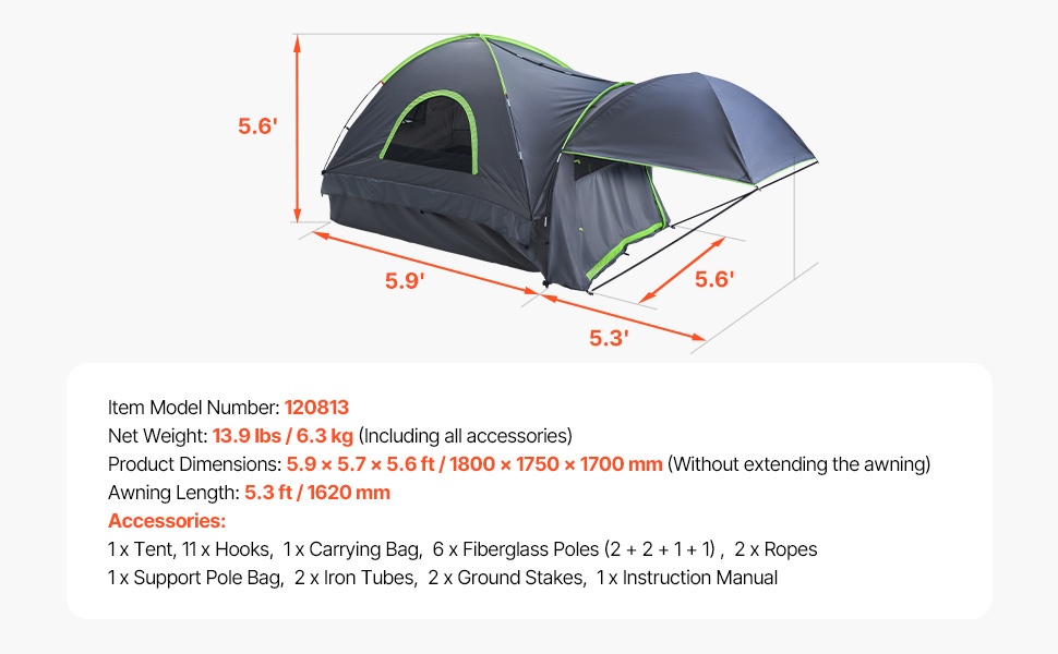 Lava-auton teltta säilytyspussin kanssa