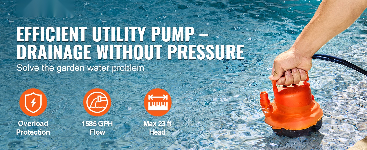 Upotettava käyttövesipumppu pihan kuivatukseen