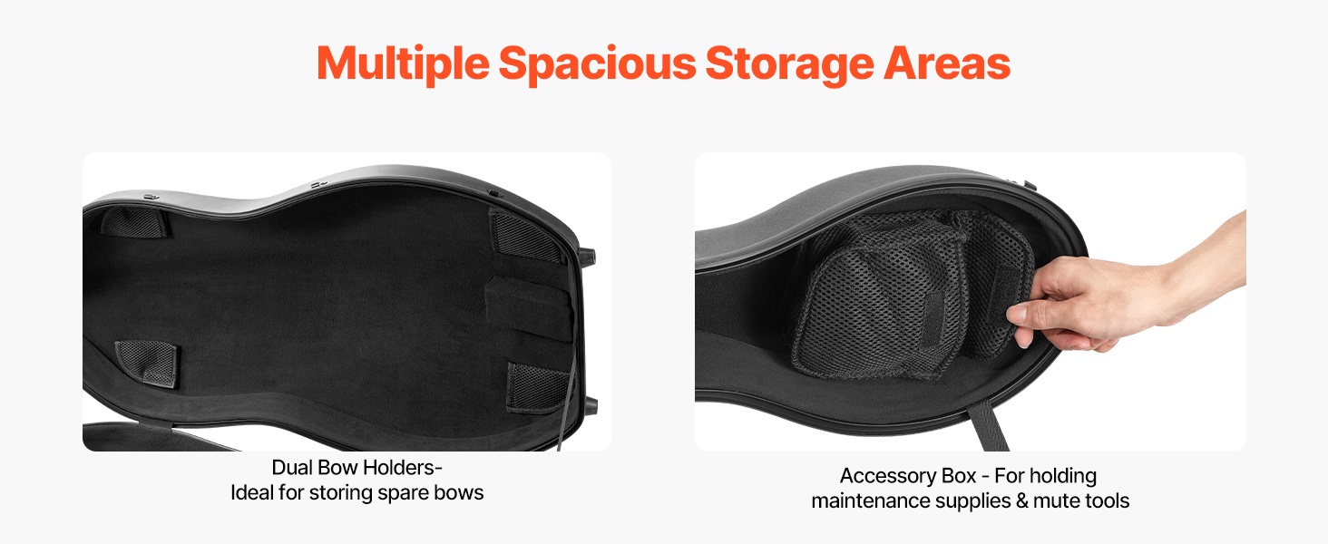 Tarvikelokerot viulukotelossa