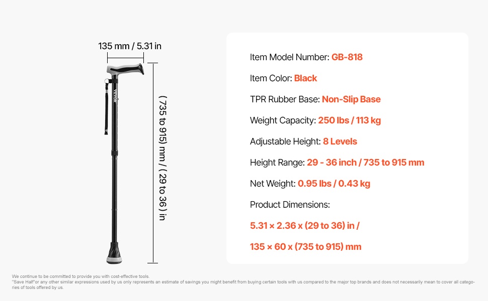 Kävelykepin mitat ja korkeusalue